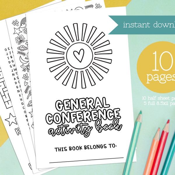 General Conference Activity Book Printable for Primary Kids - LDS Coloring Pages - Instant Download