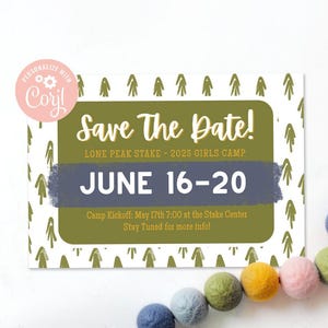 Mädchen Lager Save The Date Karte - digitale Einladung - Printable Sofortdownload