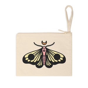 Bolsa de acessórios com zíper - Design borboleta - 100% algodão