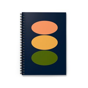 Mid Century/Boho design Spiral Notebook - Ruled Line - Blue, green, yellow, pink
