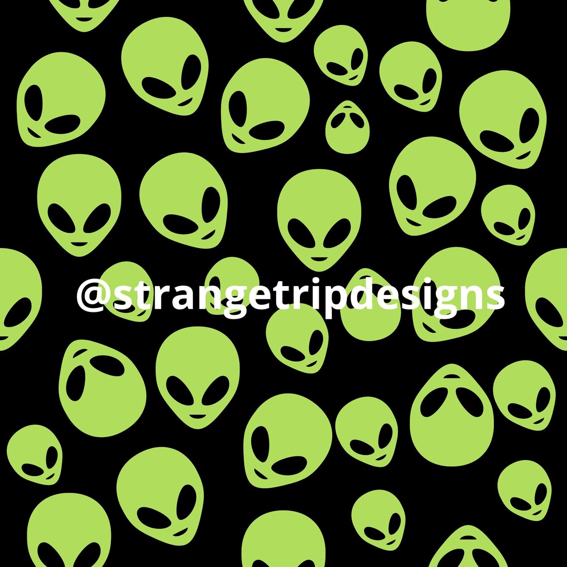Green Alien Head Seamless Repeat Pattern - Etsy