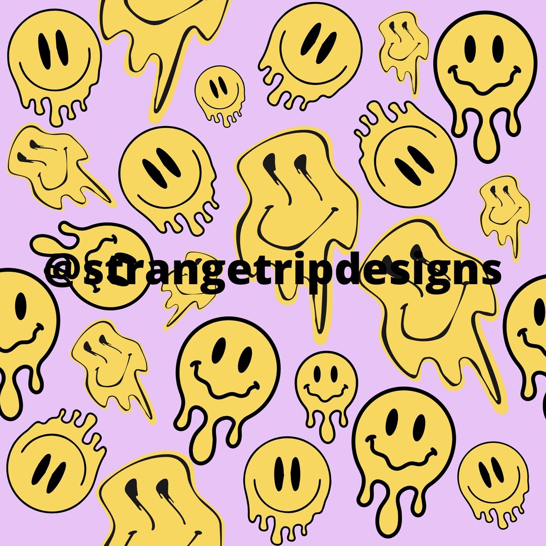 画材 Smile Trippy Smiley Faces Seamless Pattern Y2K 90s - Etsy