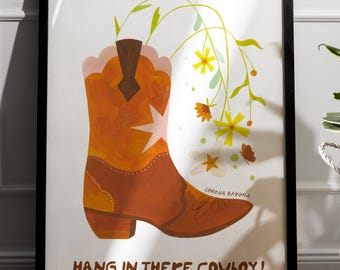 Cowboy Boot art - Joshua Tree Print - Southwestern Wall Art - Desert Landscape Poster - Digital Wall Decor printable - Airbnb wall art