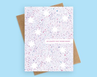 Newborn greeting card  | Card Blank inside | Colorful card | Baby art | New Mom crad | New parents greeting card
