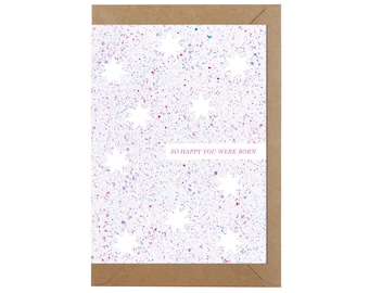 Newborn greeting card  | Card Blank inside | Colorful card | Baby art | New Mom crad | New parents greeting card