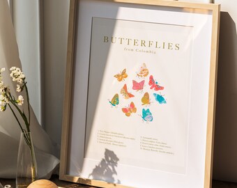 Butterfly I Playroom Print | Vintage butterfly print | Natural History Poster I Science animal art I  Larousse Illustration Gift Idea