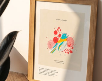 Red Bird Playroom Print | Vintage bird print | Nursery Print | Nursery Wall  | Art print l Scientific art I Minimalist art