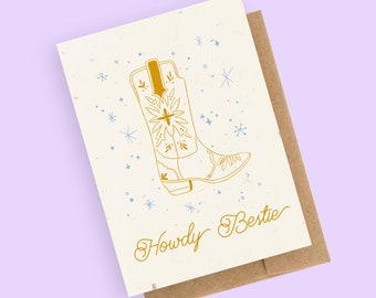 Joshua Tree card I Boot greeting card I Howdy cowboy l Dessert Card l Joshua Tree park I Cowboy girl l Western l West Art
