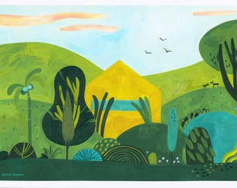HOPE LANDSCAPE Original Paint in Acryla Gouache