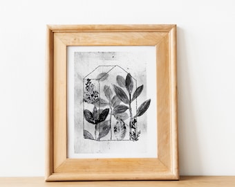 House of flowers | Print making | Print | floral print | Black & white print  |  Wall decor
