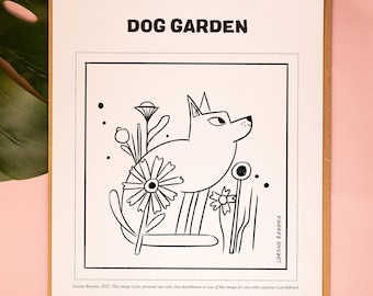 Paws in Bloom: Garden Adventures Coloring Pages for Dog Lovers I  Printable for children I Homeschool activities