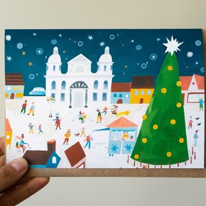 Tarjeta de felicitación de Feliz Navidad / Creaciones encantadoras de tarjetas de Navidad / Interior en blanco / Deseos de invierno: Saludos de Navidad hechos a mano