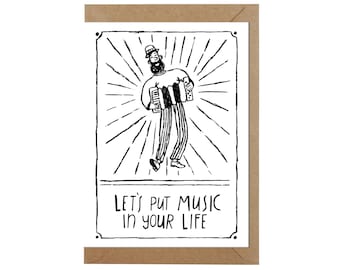 Let's put music in your life greeting card | Music greeting card | Blank inside |  Art Card For Him/Her/Boyfriend/Girlfriend/Kids