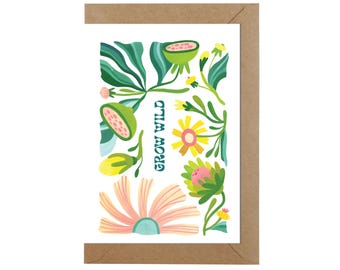 Happy birthday greeting card |Grow Wild and Free Inspirational Greeting Card | Blossom with Hope: 'Grow Wild' Motivational Card
