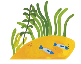 Reef, Tiny original Acryla gouache