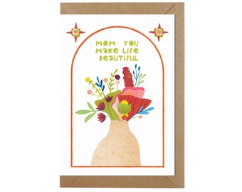 Happy Mother’s Day Card -  Flowers bouquet card - Funny Mother's Day card - Unique Mother's Day card