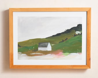 Peaceful art I Wildflower Field Landscape I Vintage Landscape Art Print I Country Field Wal - Airbnb wall art - Cabin art