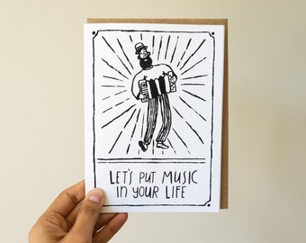 Let's put music in your life greeting card | Music greeting card | Blank inside |  Art Card For Him/Her/Boyfriend/Girlfriend/Kids