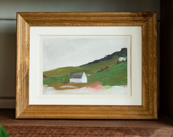 Peaceful art  I Wildflower Field Landscape I Vintage Landscape Art Print I Country Field Wall Art I House field art