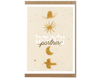 Howdy partner card I Western Greeting Card I  Cowboy Theme I Rustic Country Stationery for Any Occasion