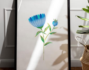BLUE FLOWER PRINT I Spring flowers I Wall Art - Landscape Poster I Wall Decor