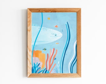 Ocean Playroom Print | Wale art print | Nursery Print | Nursery Wall Art I Kids art I Under the sea art print