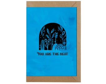 You are the best greeting card | Blank inside | Flower Greeting Card | Greeting card for best friend I Ink greeting card