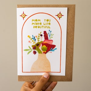 Cartão de Feliz Dia das Mães - Cartão com buquê de flores - Cartão engraçado para o Dia das Mães - Cartão exclusivo para o Dia das Mães