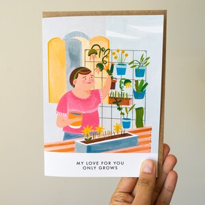 Afecto floreciente: Tarjeta 'My Love Only Grows' I Tarjeta de felicitación sincera de amor creciente I Tarjeta de felicitación personalizada de amor sin fin