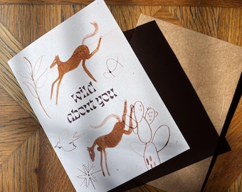 Wild about you card I Western Greeting Card I  Cowboy Theme I Rustic Country Stationery for Any Occasion