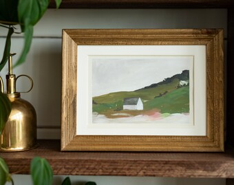 Peaceful art  I Wildflower Field Landscape I Vintage Landscape Art Print I Country Field Wall Art I House field art
