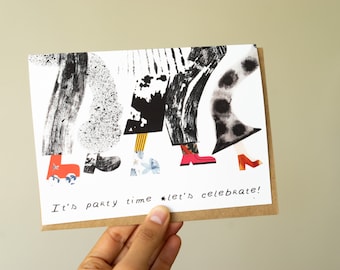 Happy birthday greeting card | It's party time - Let's celebrate card | Get Your Party On: Vibrant Celebration Card I Ready to Party Card