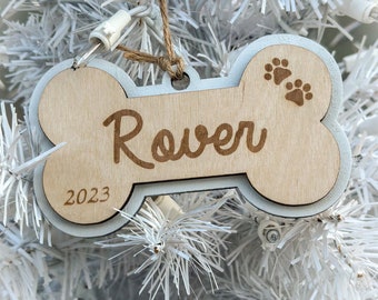 Personalized Dog Bone Christmas Ornament