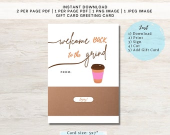 Back to School Coffee Printable Gift Card Holder | Coffee Gift Card Holder | Teacher Gift Card | College Gift Card | Teacher Appreciation