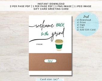 Back to School Coffee Printable Gift Card Holder | Coffee Gift Card | Teacher Gift Card | College Student Gift Card | Teacher Appreciation