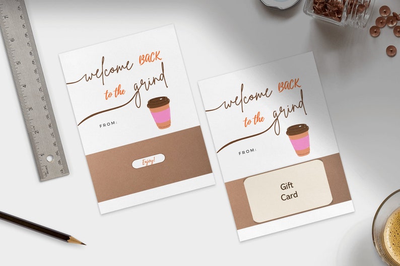 Back to School Coffee Printable Gift Card Holder Coffee Gift Card ...