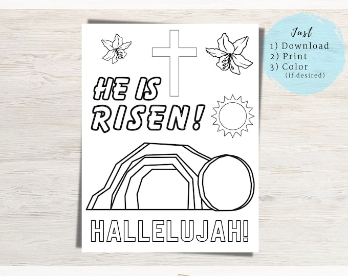 He is Risen Coloring Page – Christian Easter Sunday School Activity ...