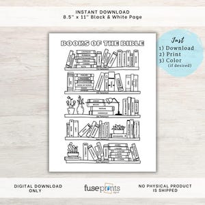 PRINTABLE Books of the Bible Coloring Page | Bible Bookshelf Tracker | Bible Reading Tracker | Christian Habit Tracker | Kid Bible Coloring