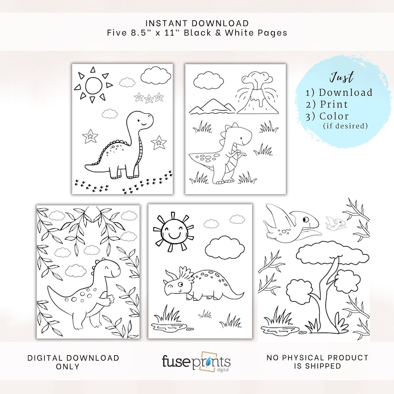 PRINTABLE Dinosaur Coloring Pages 5 Dinosaur Coloring Pages