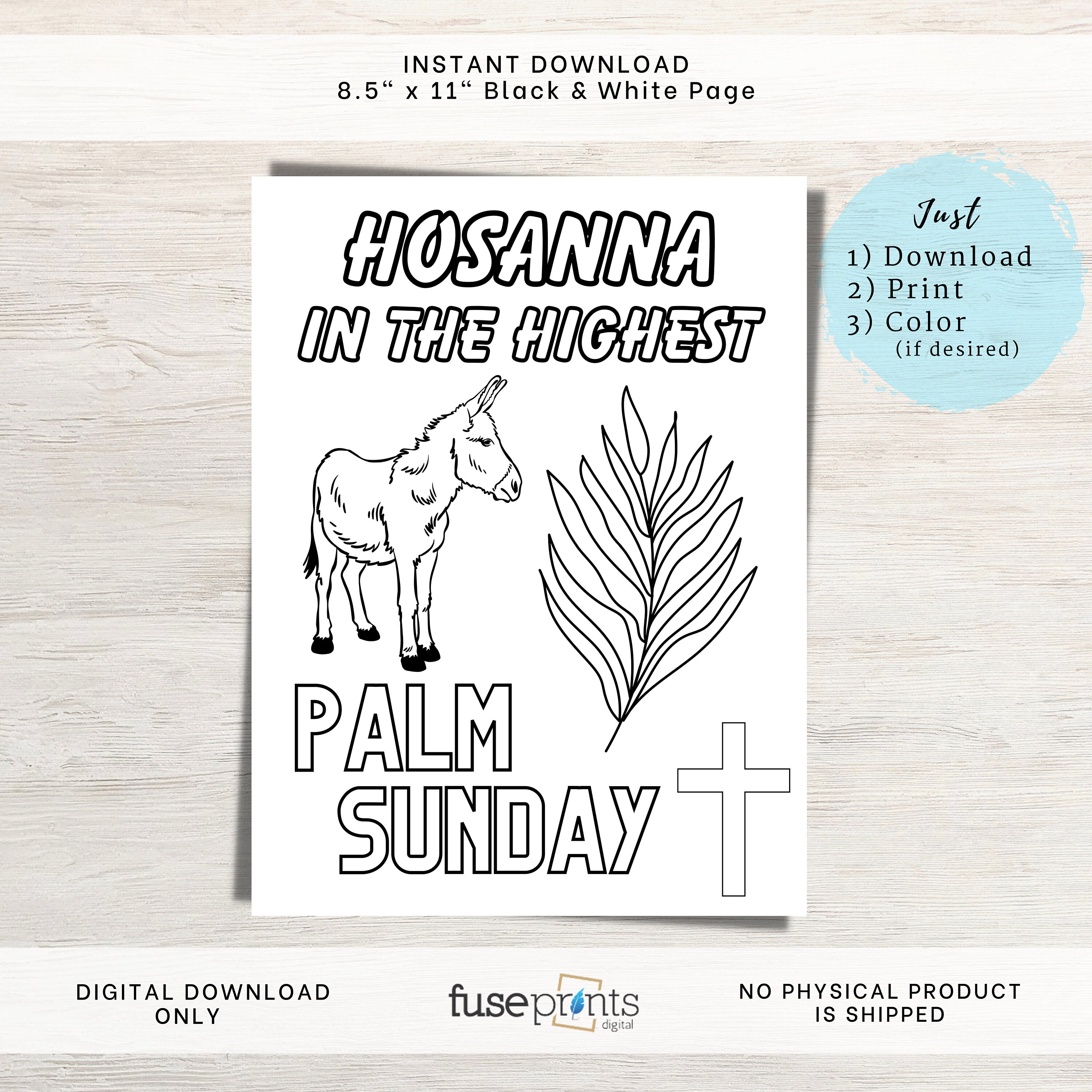 Palm Sunday Coloring Page | Hosanna Coloring Page | Easter Printables