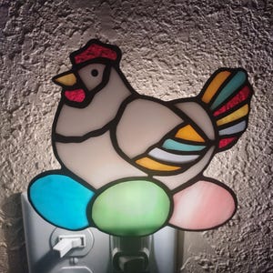 Stained Glass Night Light Handmade Chicken