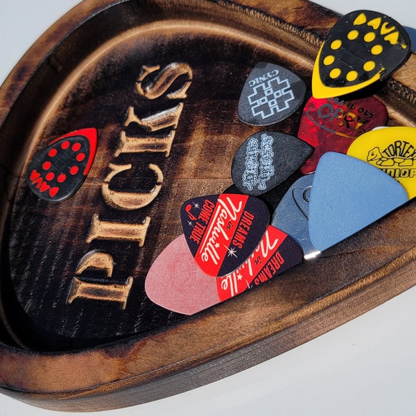 Guitar Pick shaped catch all bowl or box, personalized musician gift