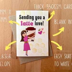 Sending you a latte love card Birthday or thank you card Children's cancer charity fundraising image 6