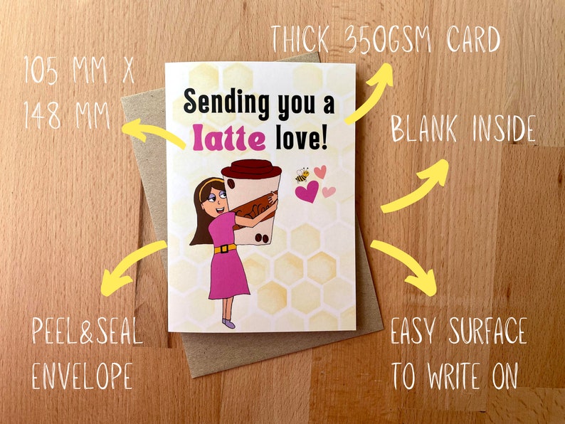 Sending you a latte love card Birthday or thank you card Children's cancer charity fundraising image 6