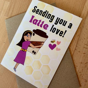 Sending you a latte love card Birthday or thank you card Children's cancer charity fundraising image 1