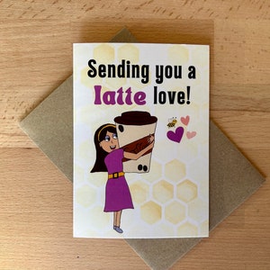 Sending you a latte love card Birthday or thank you card Children's cancer charity fundraising image 5