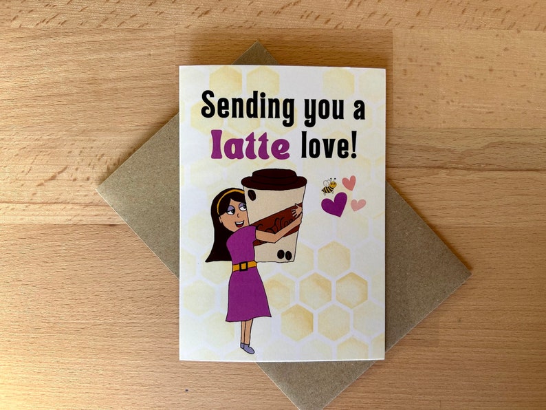 Sending you a latte love card Birthday or thank you card Children's cancer charity fundraising image 5