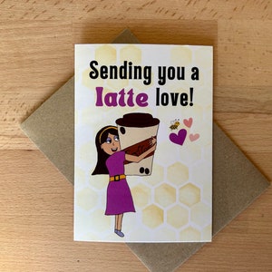 Sending you a latte love card Birthday or thank you card Children's cancer charity fundraising image 3