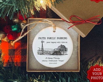 Farming Ornament | Porcelain Ornament | Faith Family Farming | Farming in Heaven | Memorial Ornament | Gift | Keepsake
