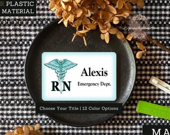 Etiqueta de nombre médico / Etiqueta de nombre de atención médica / Caduceo médico / Insignia de identificación / Pin de nombre / Insignia de nombre / Etiqueta de nombre / Insignia de identificación